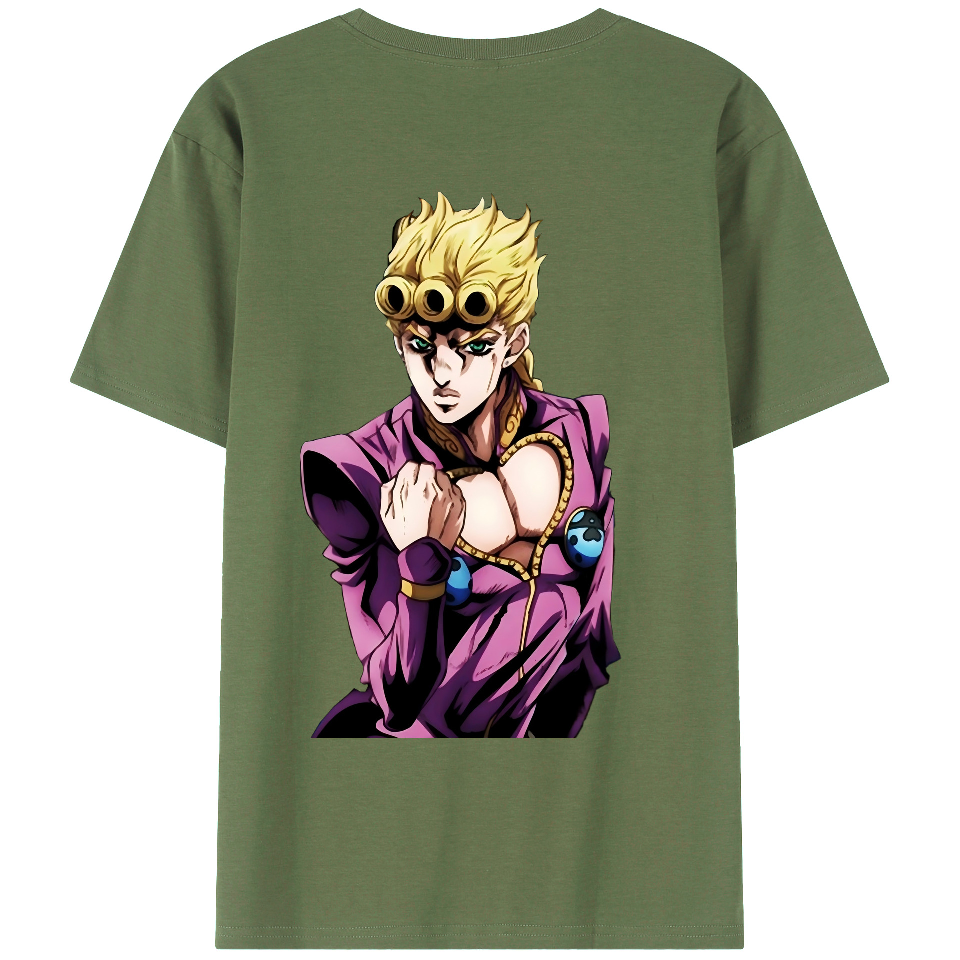 （画像用） ジョジョの奇妙な冒険 ジョルノ?ジョバァーナ JoJo's Bizarre Adventure Giorno Giovanna 綿100％ メンズ半袖Tシャツ（バックプリント） 通気性